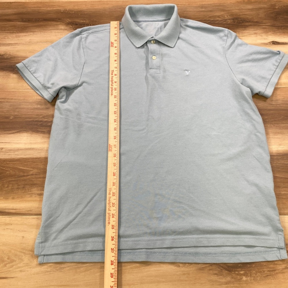 American Eagle Polo Shirt Men Large Light Blue Cotton Blend Standard Fit Classic - Picture 5 of 9